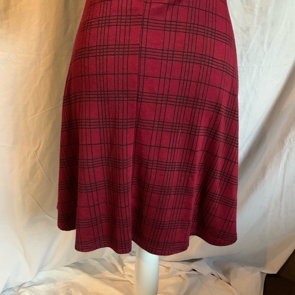 Twee Burgundy Plaid Dress Thick Warm Stretch 90s size Large Grunge Mall Rats Y2K - Picture 2 of 9